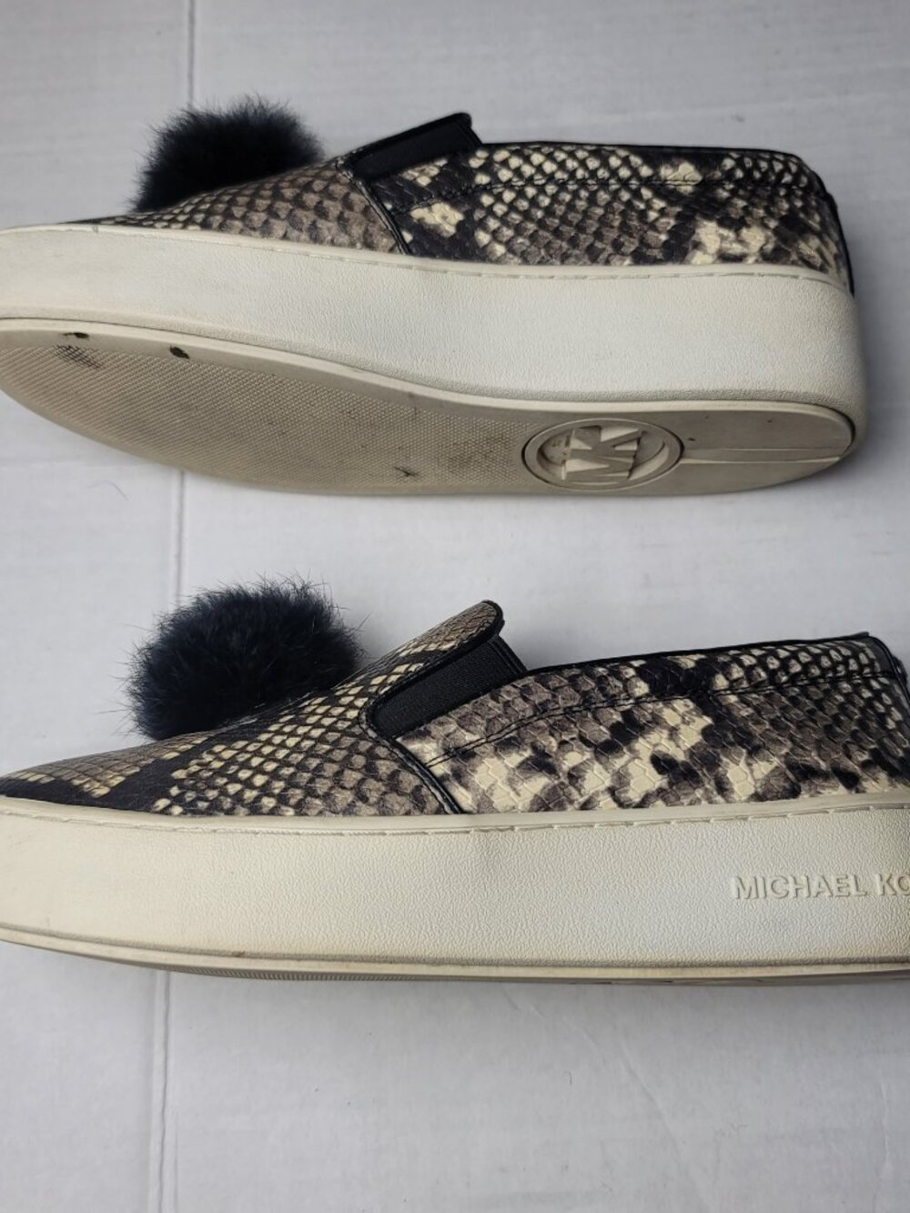 Michael Kors Snake Print Platform Slip On Sneakers Size 7.5 Earthy Indie Leather - Picture 4 of 12